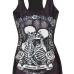  Leisure Round Neck Skull Printing Black Polyester Tank Top