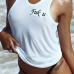 Leisure Round Neck Sleeveless Letters Printed White Cotton Tank Top