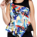 Stylish O Neck Sleeveless Printed Polyester Tops