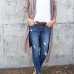  Cotton Turndown Collar Long Sleeve Long Cardigan Sweaters & Cardigans