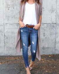  Cotton Turndown Collar Long Sleeve Long Cardigan Sweaters & Cardigans