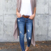  Cotton Turndown Collar Long Sleeve Long Cardigan Sweaters & Cardigans