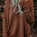  Euramerican Round Neck Asymmetrical Brown Acrylic  Sweaters