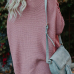  Euramerican Round Neck Asymmetrical Pink Acrylic  Sweaters