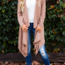  Euramerican Turndown Collar Long Sleeves Asymmetrical Cotton Blends Cardigans 