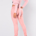  Euramerican  V Neck Long Sleeves Pink Cotton Pullovers