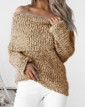  Knitting Bateau Neck Long Sleeve Regular Pullovers Sweaters & Cardigans