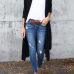  Leisure Long Sleeves Black Cotton Cardigans