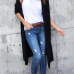  Leisure Long Sleeves Black Cotton Cardigans