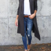  Leisure Long Sleeves Dark Grey Cotton Cardigans