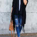  Leisure Tassel Design Black Cotton Cardigans