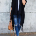  Leisure Tassel Design Black Cotton Cardigans