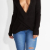  Sexy Deep V Neck Black Cotton Sweaters