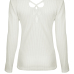  Sexy V Neck Hollow-out White Knitting Pullovers