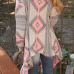 Fashion Print Long Sleeves Cotton Blends Long Cardigan