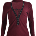 Sexy Deep V Neck Hollow-out Wine Red Knitting Sweaters