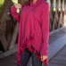 Trendy Turndown Collar Long Sleeves Asymmetrical Rose Red Cotton Cardigans