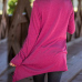 Trendy Turndown Collar Long Sleeves Asymmetrical Rose Red Cotton Cardigans