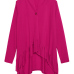 Trendy Turndown Collar Long Sleeves Asymmetrical Rose Red Cotton Cardigans