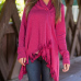 Trendy Turndown Collar Long Sleeves Asymmetrical Rose Red Cotton Cardigans