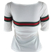  Casual Round Neck Striped Patchwork White Cotton T-shirt