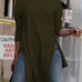  Euramerican Round Neck Asymmetrical Army Green Velvet T-shirt