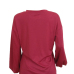  Fashion Round Neck Lantern Sleeves Lace-up Wine Red Blending T-shirt