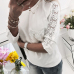  Leisure Round Neck Lace Patchwork White Cotton Blends T-shirt