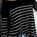  Leisure Round Neck Striped Black Blending T-shirt