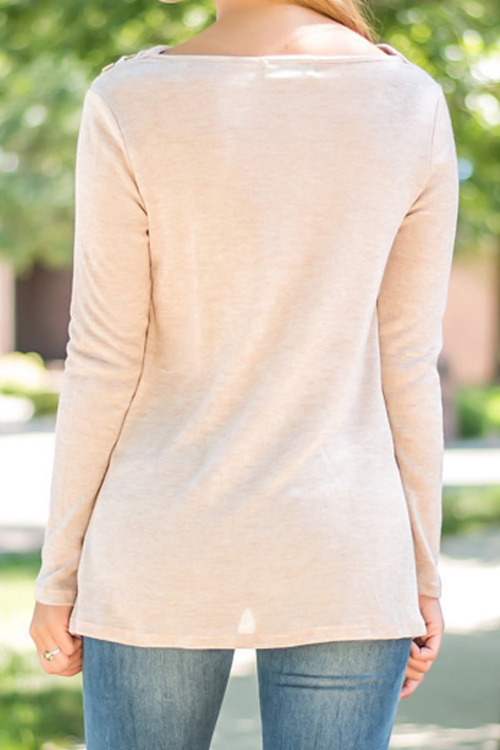  Long Sleeves Irregular Hem T-shirt