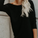  Sexy Round Neck Backless Black Polyester T-shirt