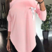  Sexy Skew Collar Irregular Hems Pink Polyester T-shirt