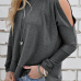  Simple Dew Shoulder Grey T-shirt