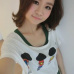 Fashion O Neck Short Sleeve Character  White Cotton T-shirt