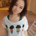 Fashion O Neck Short Sleeve Character  White Cotton T-shirt