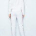  Casual Round Neck Striped White Cotton Two-piece Pants Set