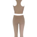  Casual U Neck Striped Light Brown Cotton Blends Two-Piece Pants Set