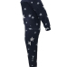  Euramerican Dew Shoulder Five-stars Printed Navy Blue Cotton Two-piece Pants Set