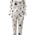  Euramerican Dew Shoulder Five-stars Printed White Cotton Two-piece Pants Set