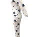  Euramerican Dew Shoulder Five-stars Printed White Cotton Two-piece Pants Set