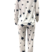  Euramerican Dew Shoulder Five-stars Printed White Cotton Two-piece Pants Set