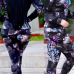  Euramerican Hooded Collar Flowers Printed Black Cotton Two-piece Pants Set