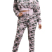  Euramerican Hooded Collar Printed Patchwork Pink Qmilch Two-piece Pants Set