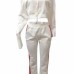  Euramerican Hooded Collar Striped White Polyester Two-piece Pants Set