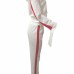  Euramerican Hooded Collar Striped White Polyester Two-piece Pants Set