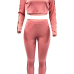  Euramerican Patchwork Pink Cotton Two-piece Pants Set