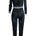  Euramerican Round Neck Black Velvet Two-piece Pants Set