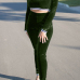  Euramerican Round Neck Green Velvet Two-piece Pants Set