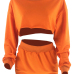  Euramerican Round Neck Long Sleeves Orange Cotton Two-piece Skirt Set