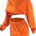  Euramerican Round Neck Long Sleeves Orange Cotton Two-piece Skirt Set